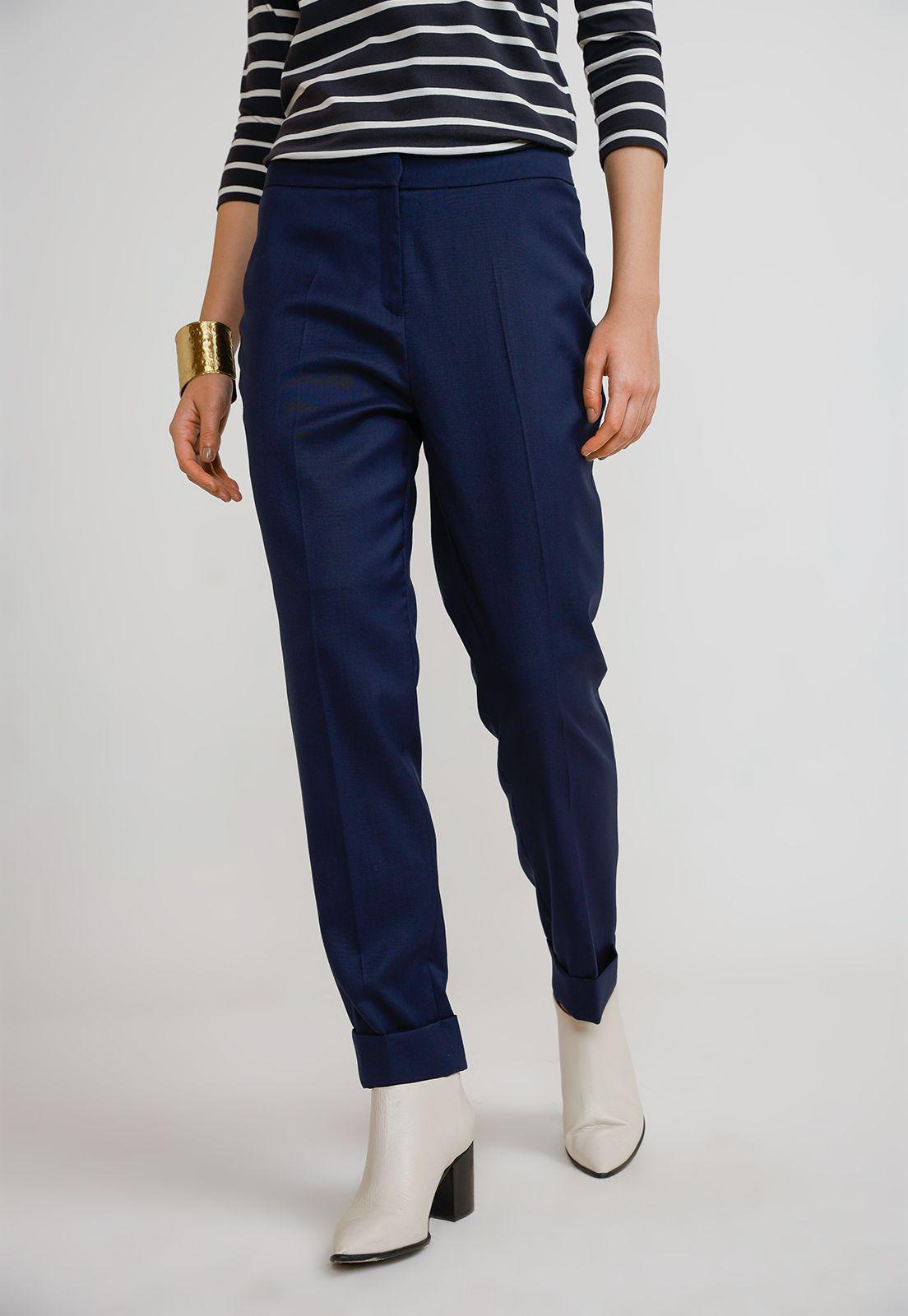 Pantalón Mujer Lana Azul-0