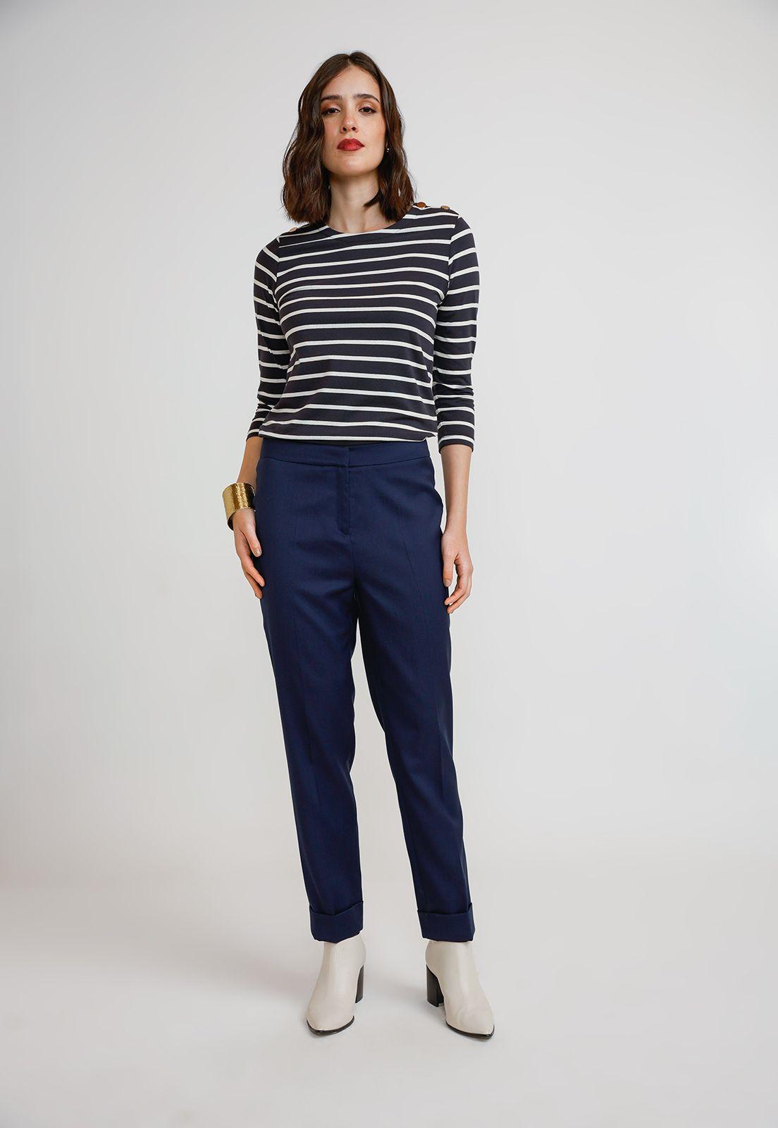 Pantalón Mujer Lana Azul-3