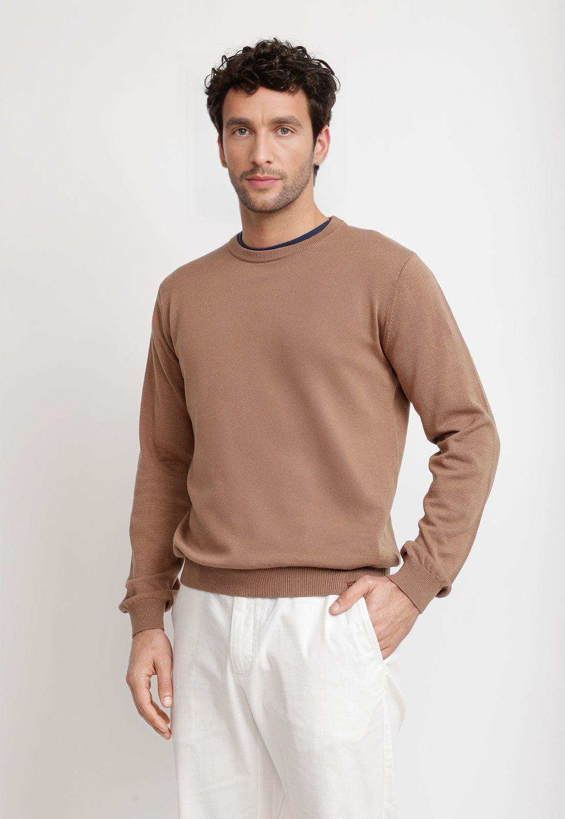 Sweater Cuello C Algodón Phelps Café-0