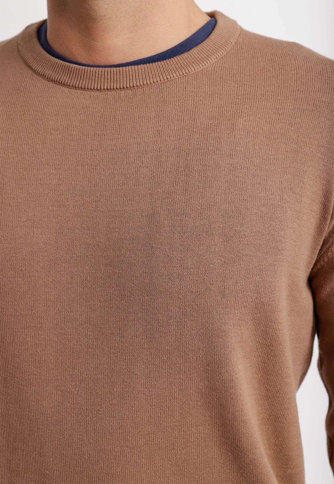 Sweater Cuello C Algodón Phelps Café-2