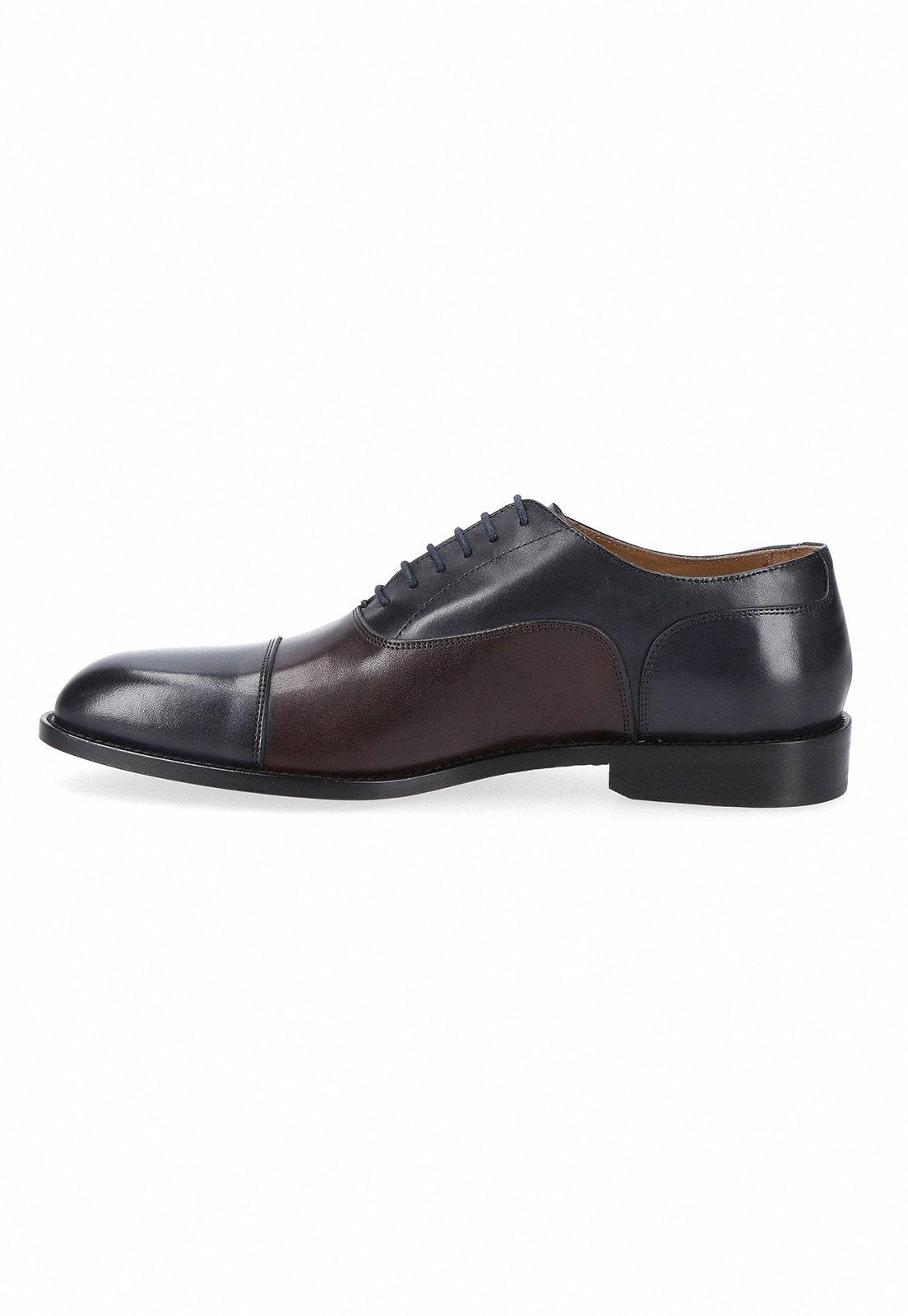 Zapatos Formal Italianos Arzano Cap Toe Oxford Negro/Azul-1