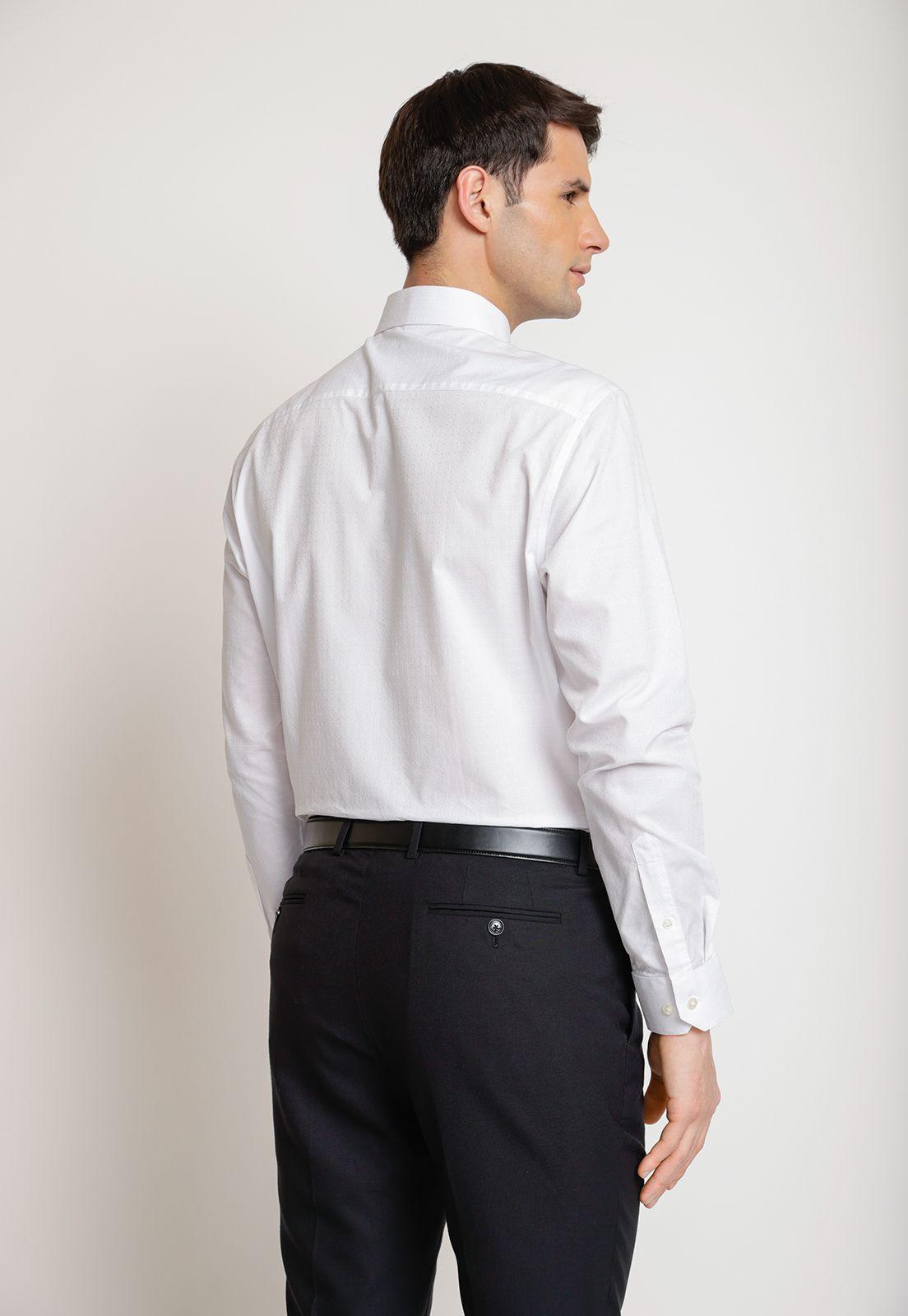 Camisa Hombre Formal Algodón Jacquard Blanco-1