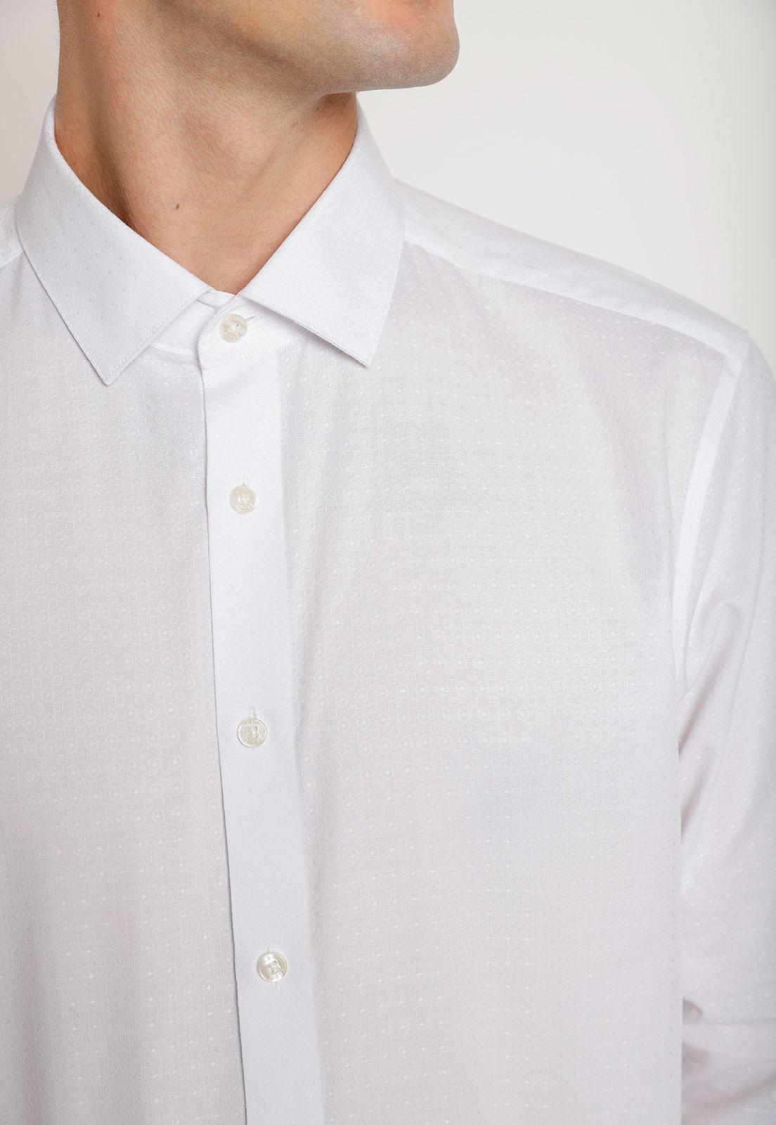 Camisa Hombre Formal Algodón Jacquard Blanco-2