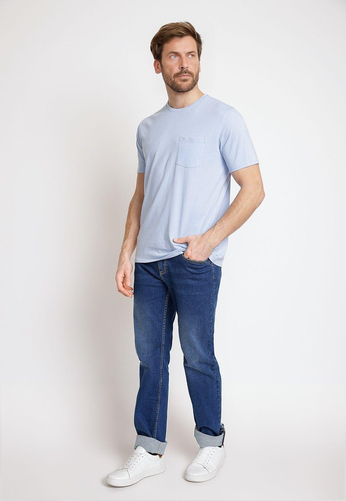 Polera Hombre Algodón Liso Slim Marcus Celeste-3