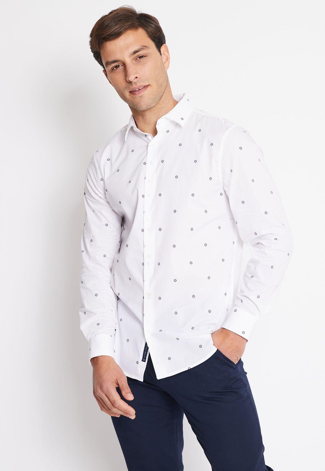 Camisa Hombre Manga Larga Stretch Estampada-0