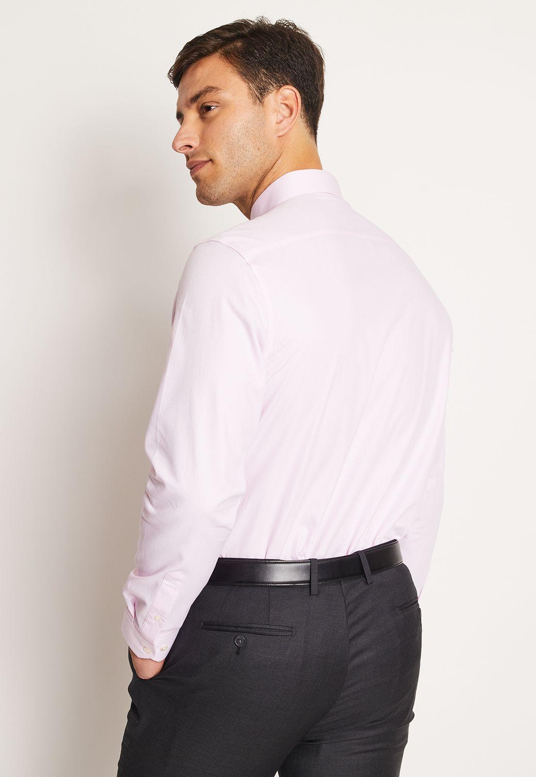 Camisa Hombre Formal Easy Care (Cuidado fácil) Dobby Rosado-1