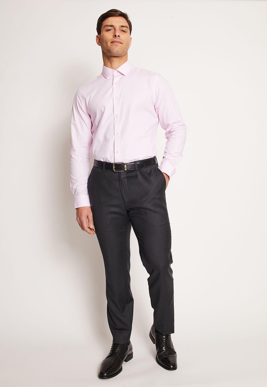 Camisa Hombre Formal Easy Care (Cuidado fácil) Dobby Rosado-3