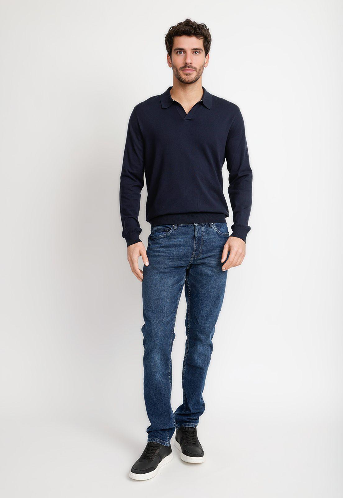 Sweater Hombre Cuello Polo Navy-3