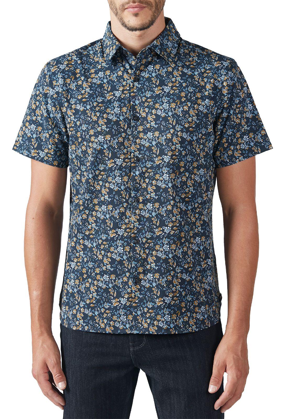 Camisa Casual Estampada Flores Khaki-0