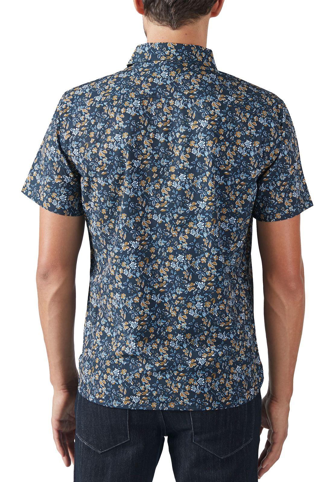 Camisa Casual Estampada Flores Khaki-1