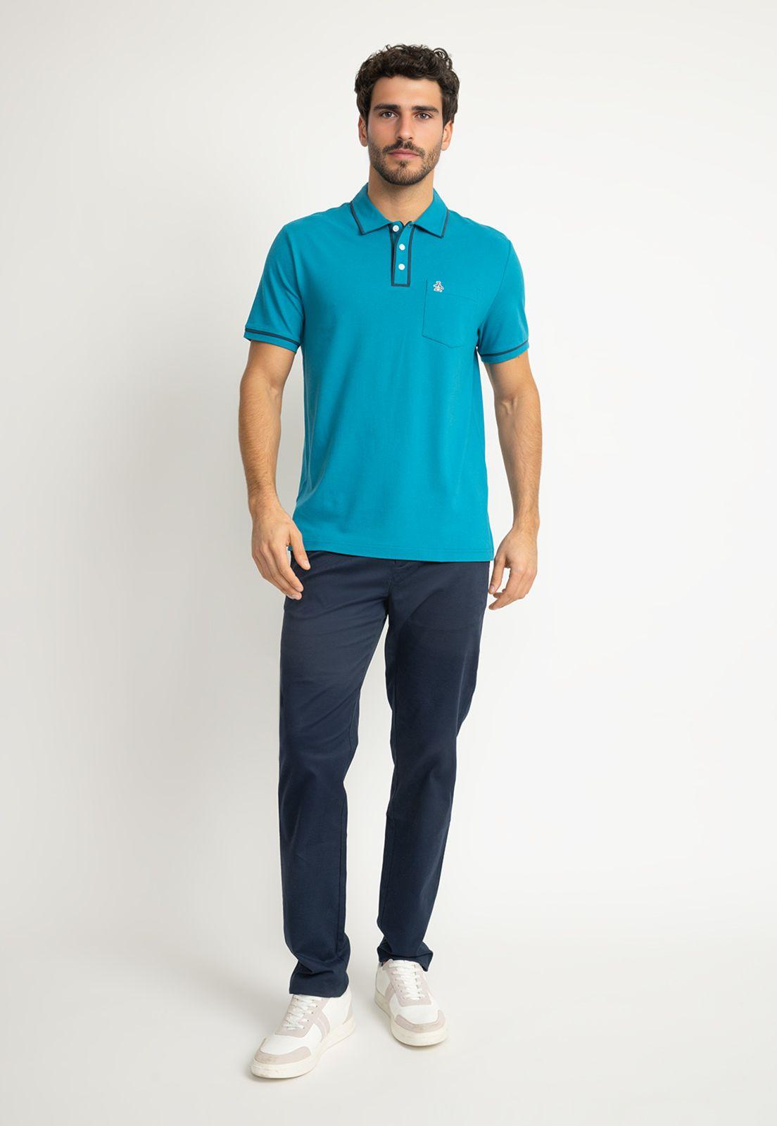 Polera Hombre Polo Manga Corta Azul-3