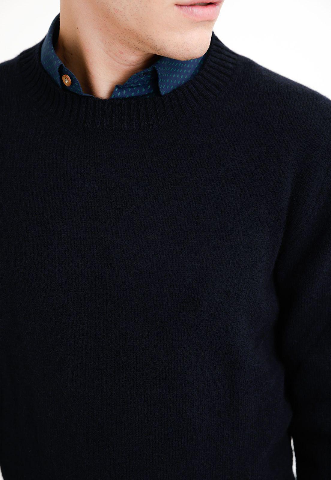 Sweater hombre cuello redondo liso azul-2