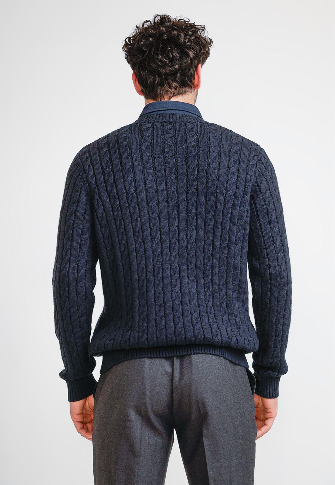 Sweater Hombre Trenzado Phantom Azul Marino-1