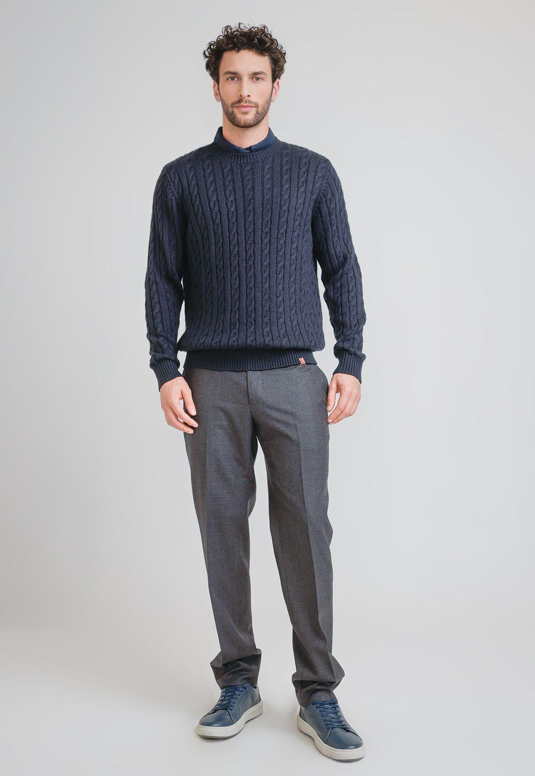 Sweater Hombre Trenzado Phantom Azul Marino-3