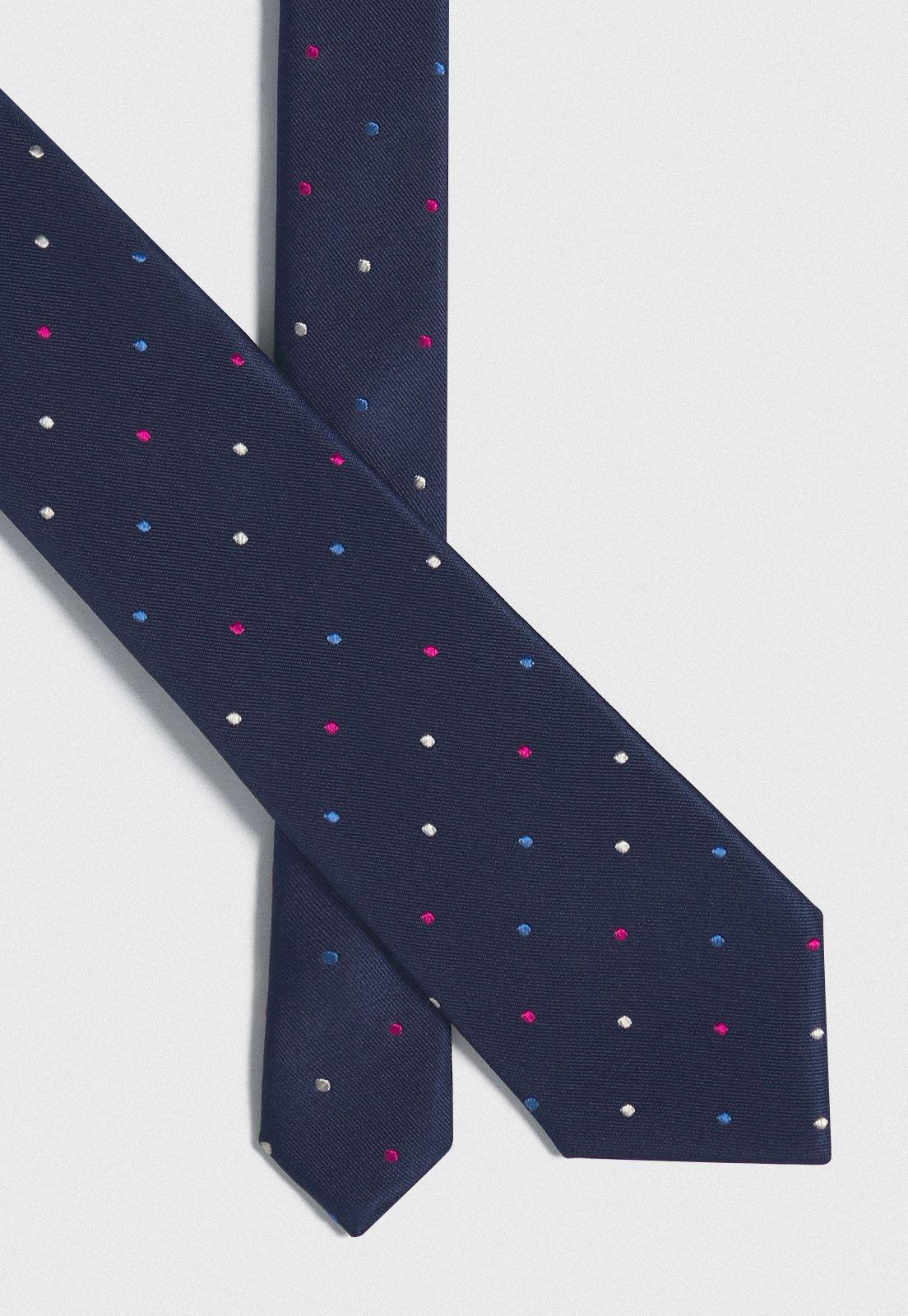 Corbata Formal Hombre Seda Puntos Executive Azul Marino-1