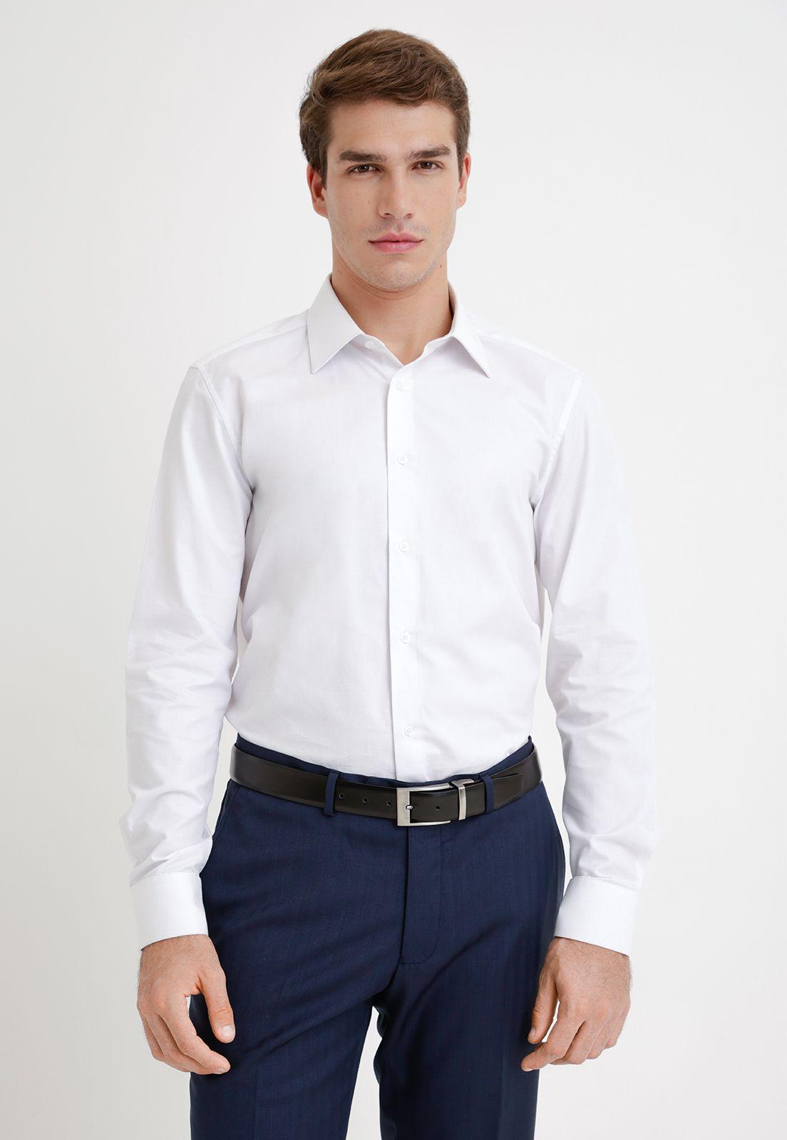 Camisa formal hombre executive microdiseño blanco-0