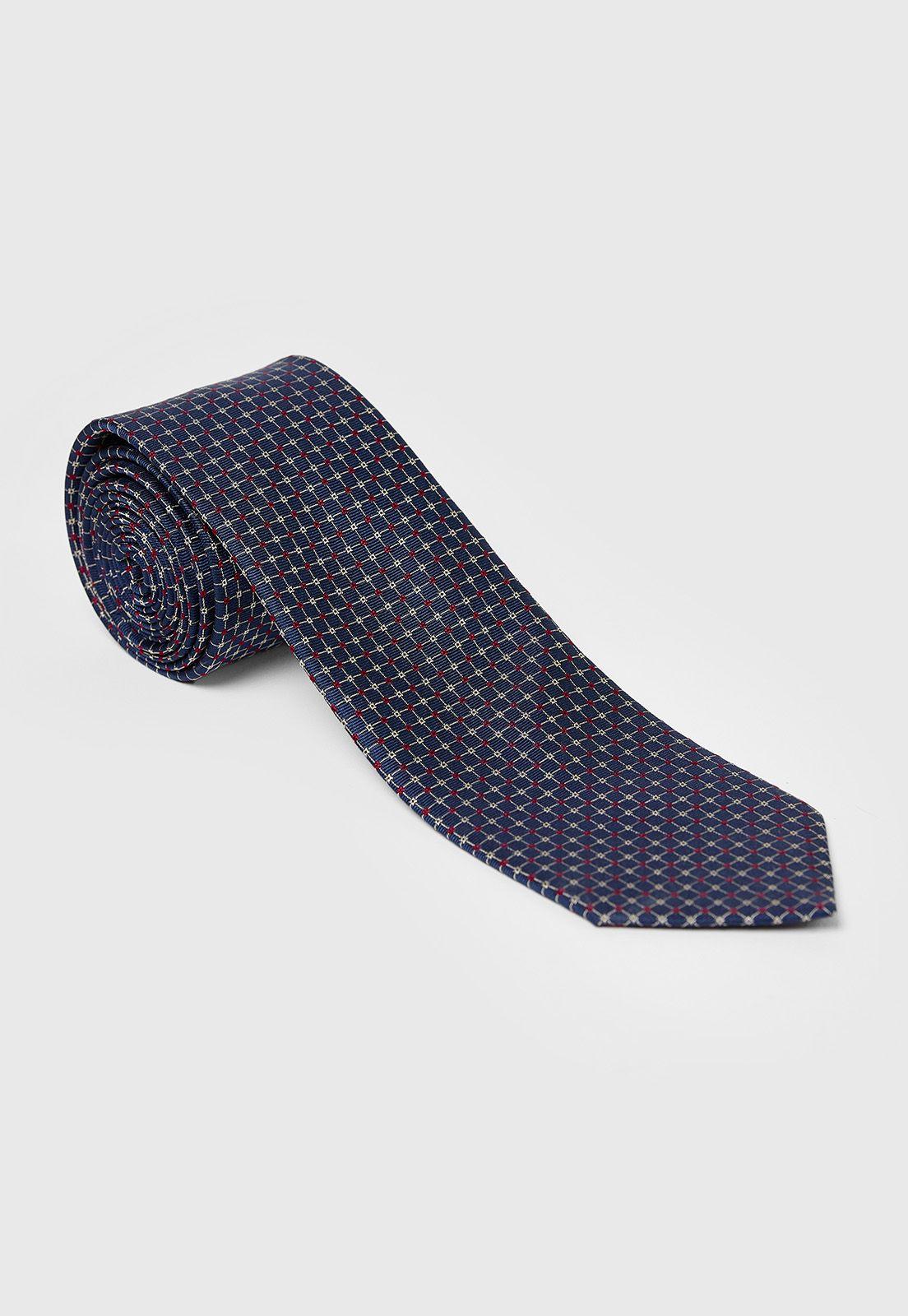 Corbata Formal Hombre Seda Microdiseño Classic Azul Marino-0