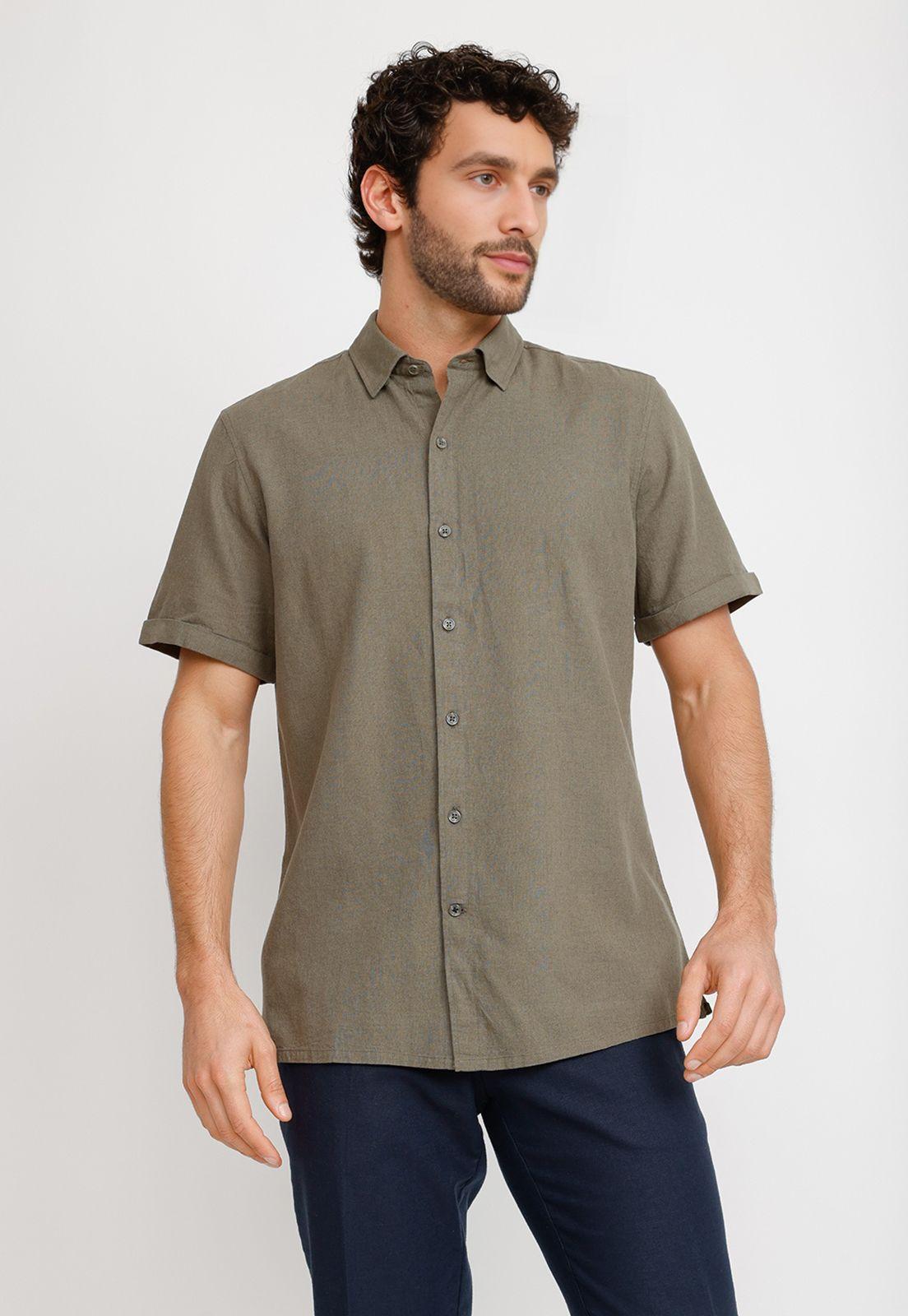 Camisa Lino Algodón Boris Verde-0