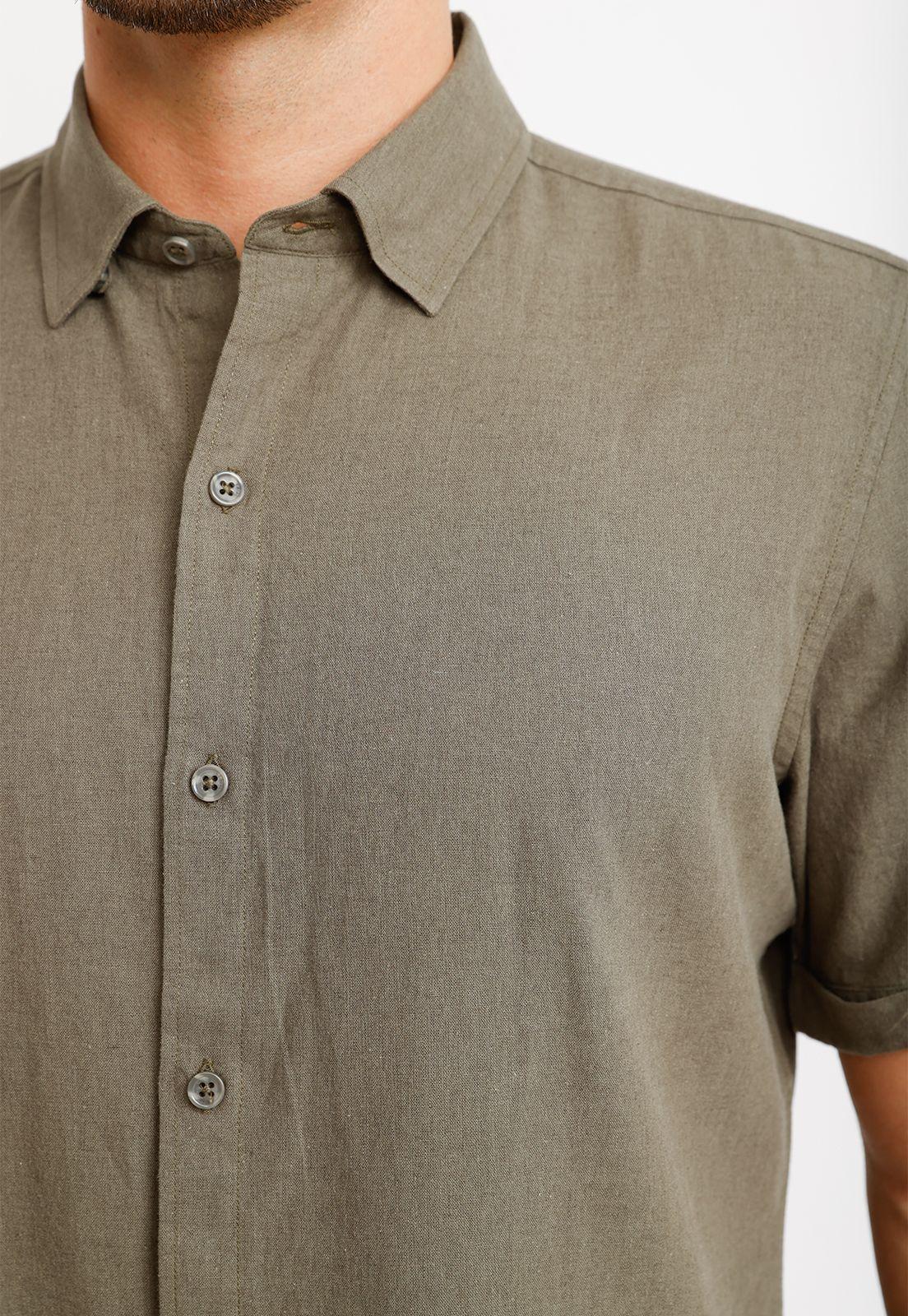 Camisa Lino Algodón Boris Verde-2