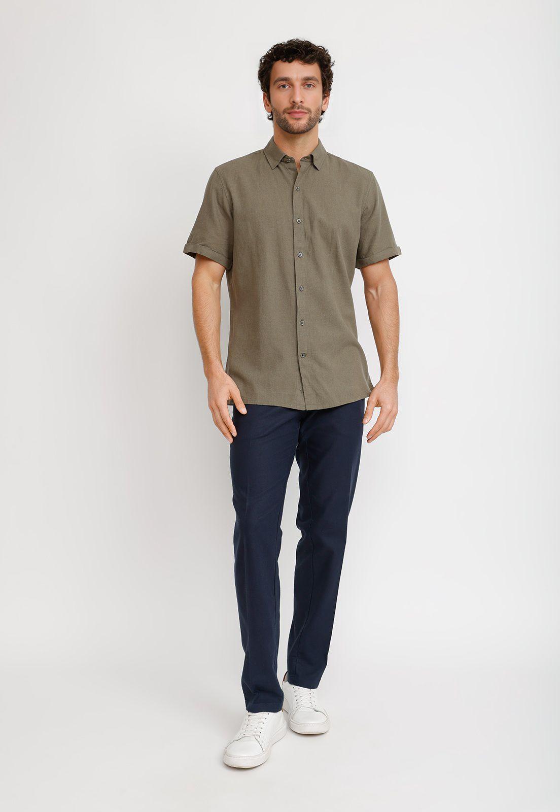 Camisa Lino Algodón Boris Verde-3