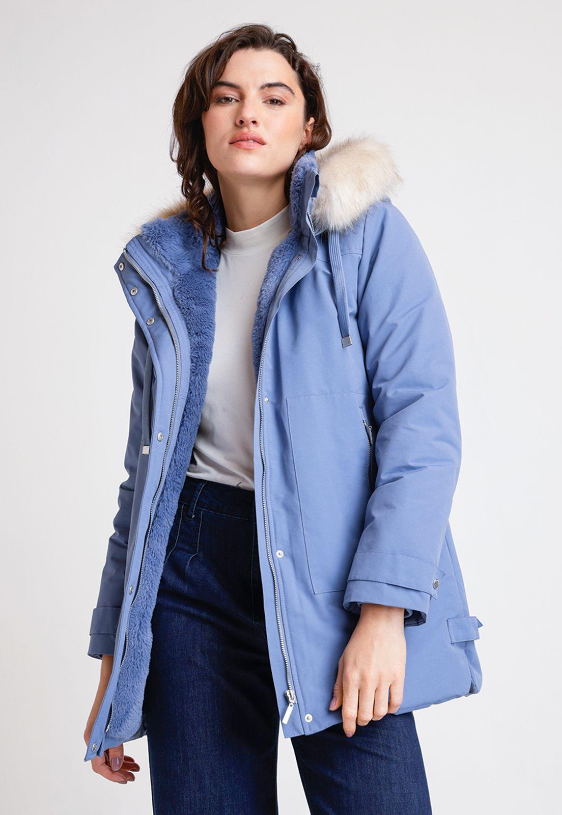 Parka De Mujer Modelo Belisa Color Celeste-0