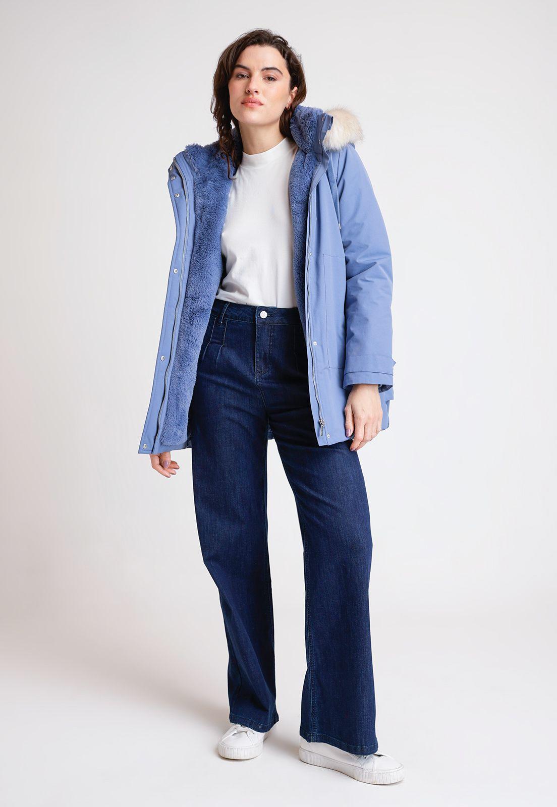 Parka De Mujer Modelo Belisa Color Celeste-3