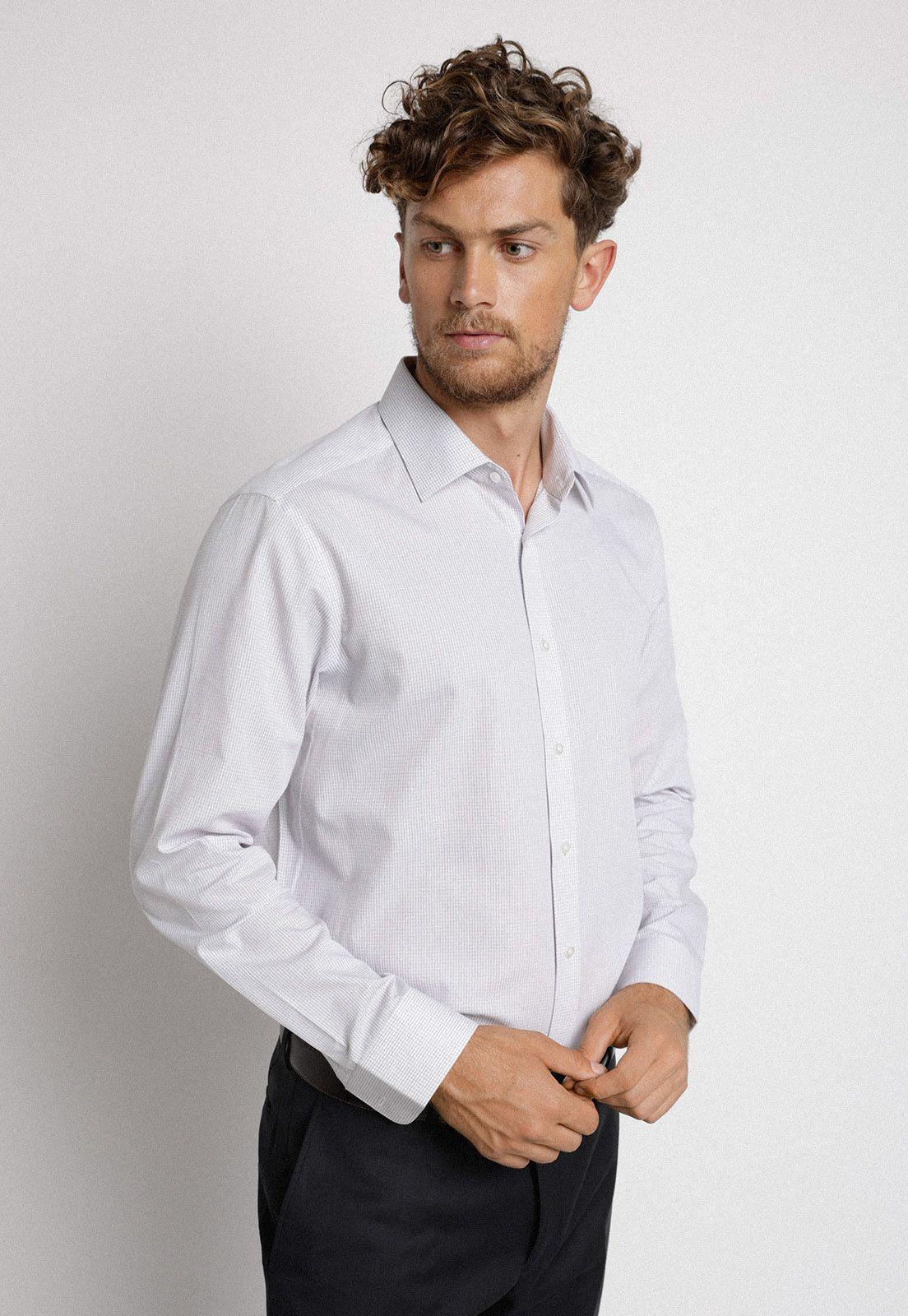 Camisa Formal Executive Blanco/Gris-0