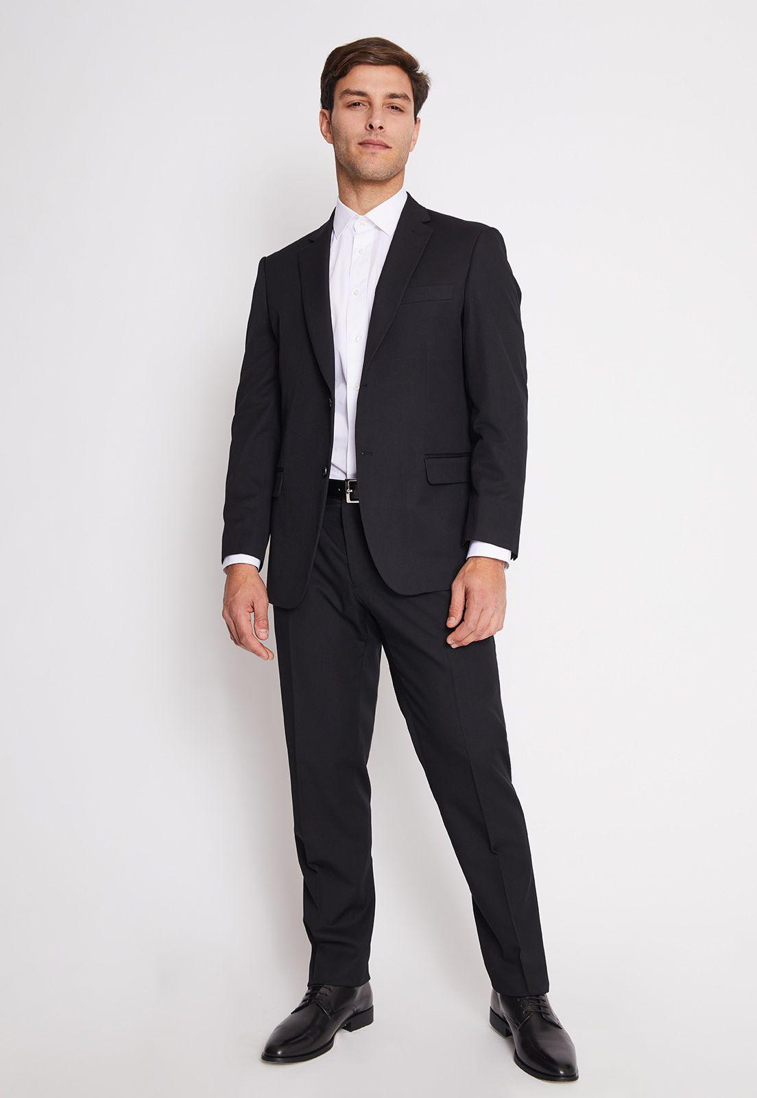 Traje Formal Hombre Regular Twill Negro-0