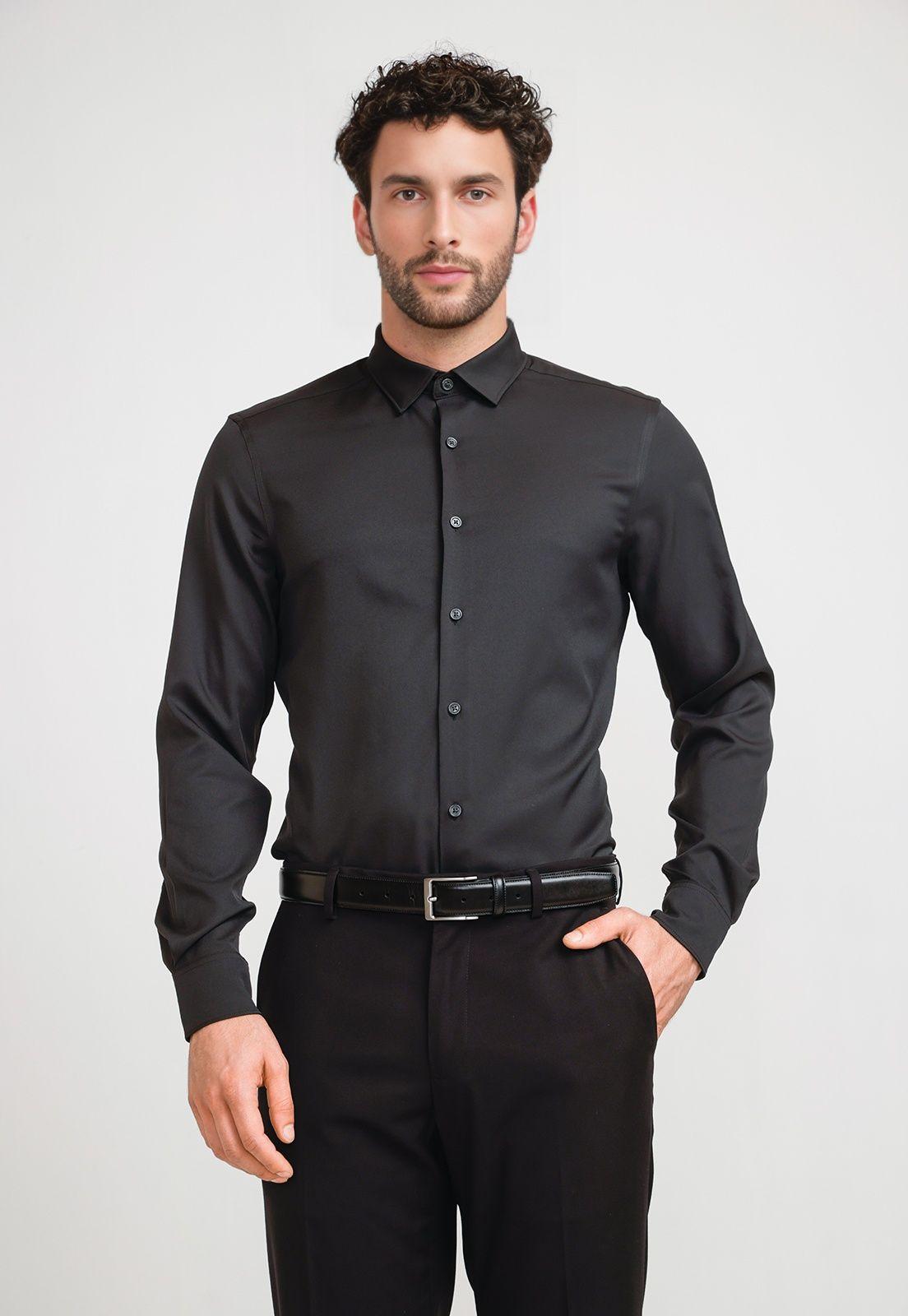 Camisa Hombre Total Stretch Negro-0
