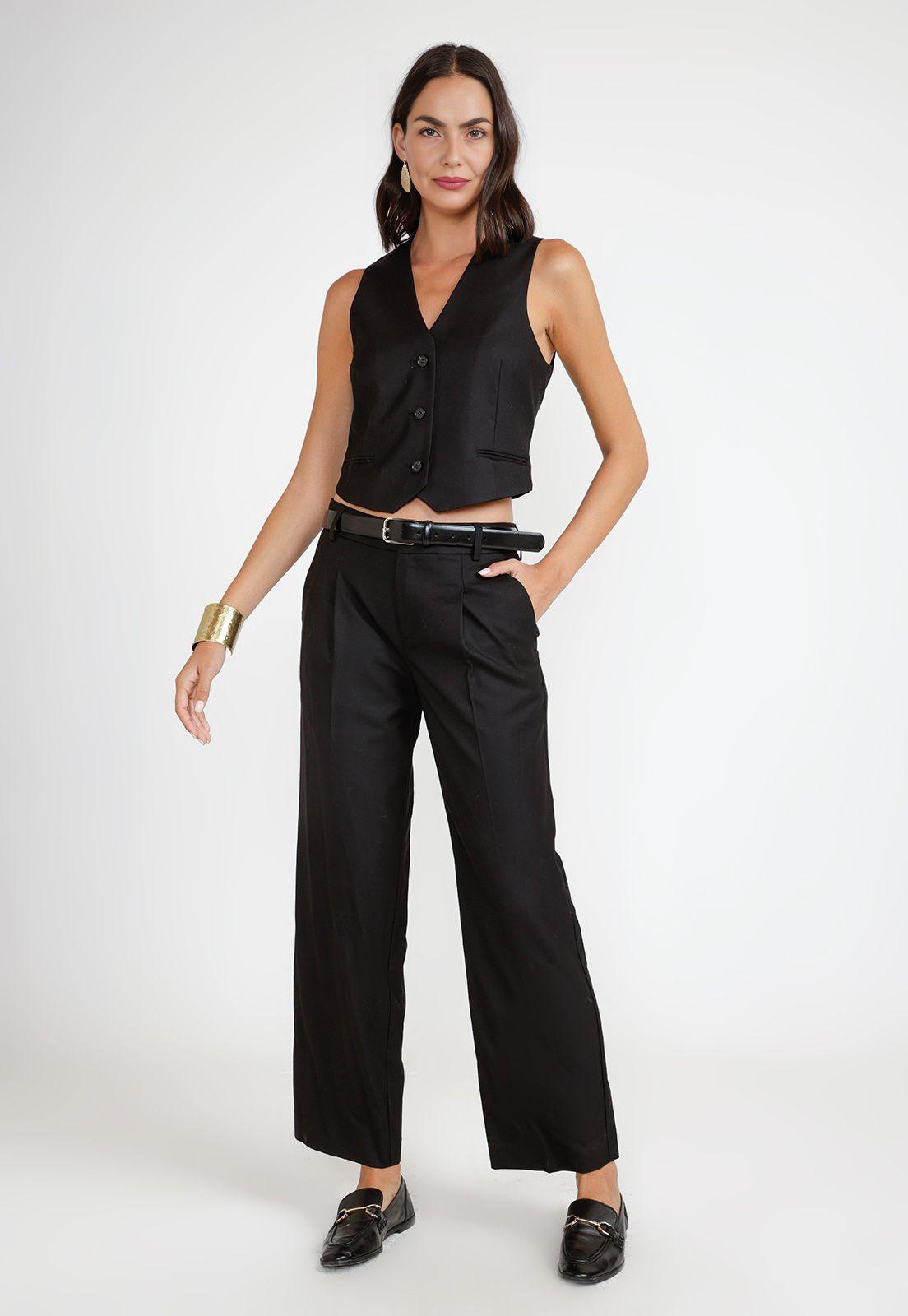 Vest Mujer Lana Negro-3