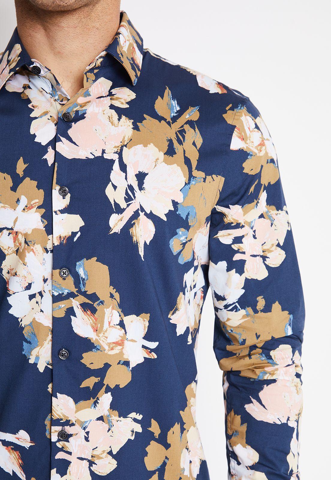 Camisa Hombre Manga Larga Stretch Estampada-2