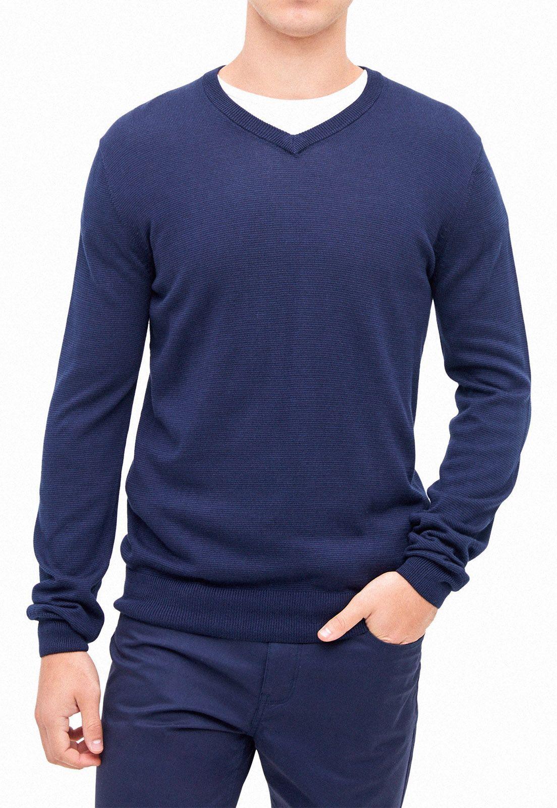 Sweater Vneck Microdiseño Navy-0