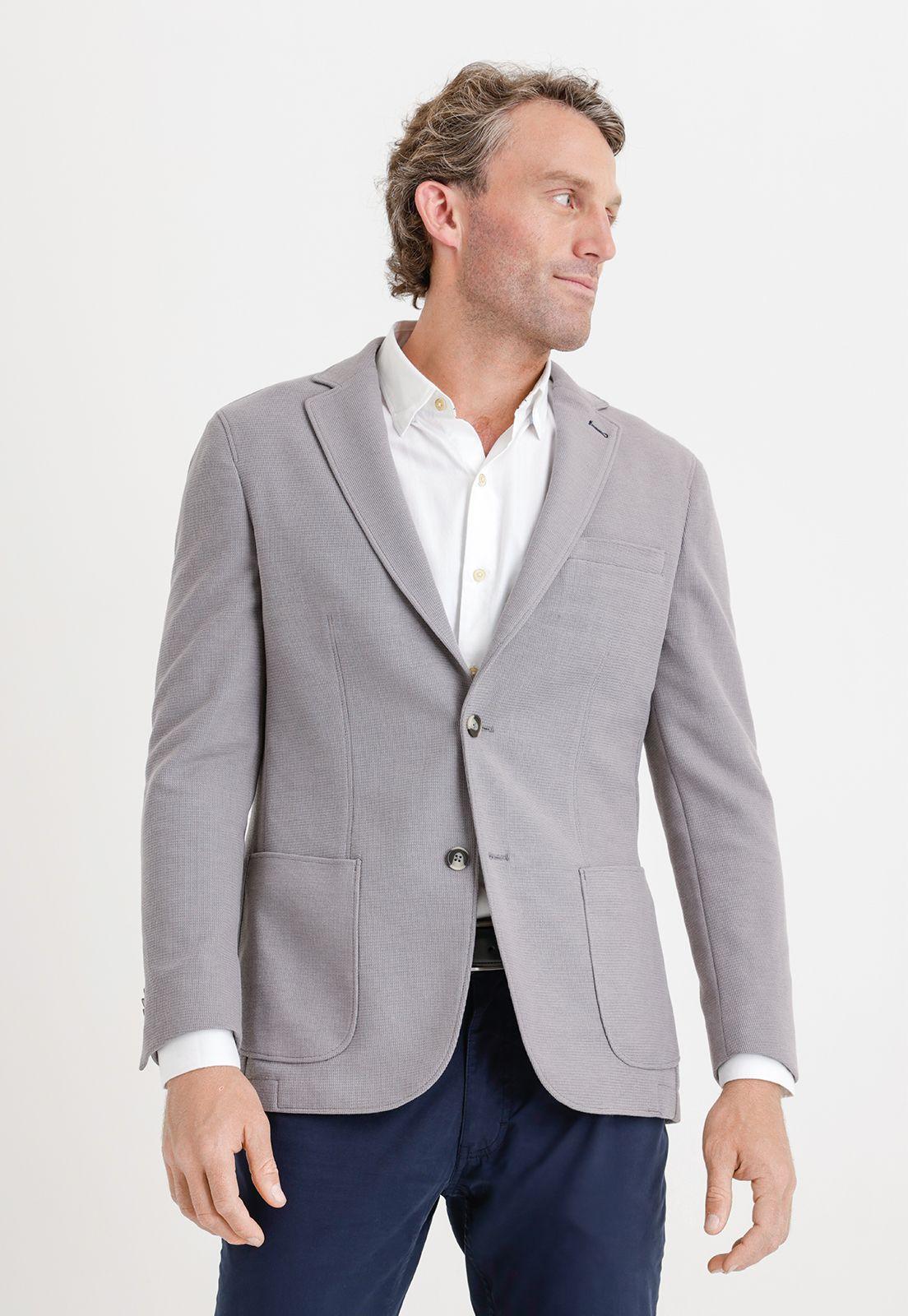 Chaqueta hombre casual tejida gris-0