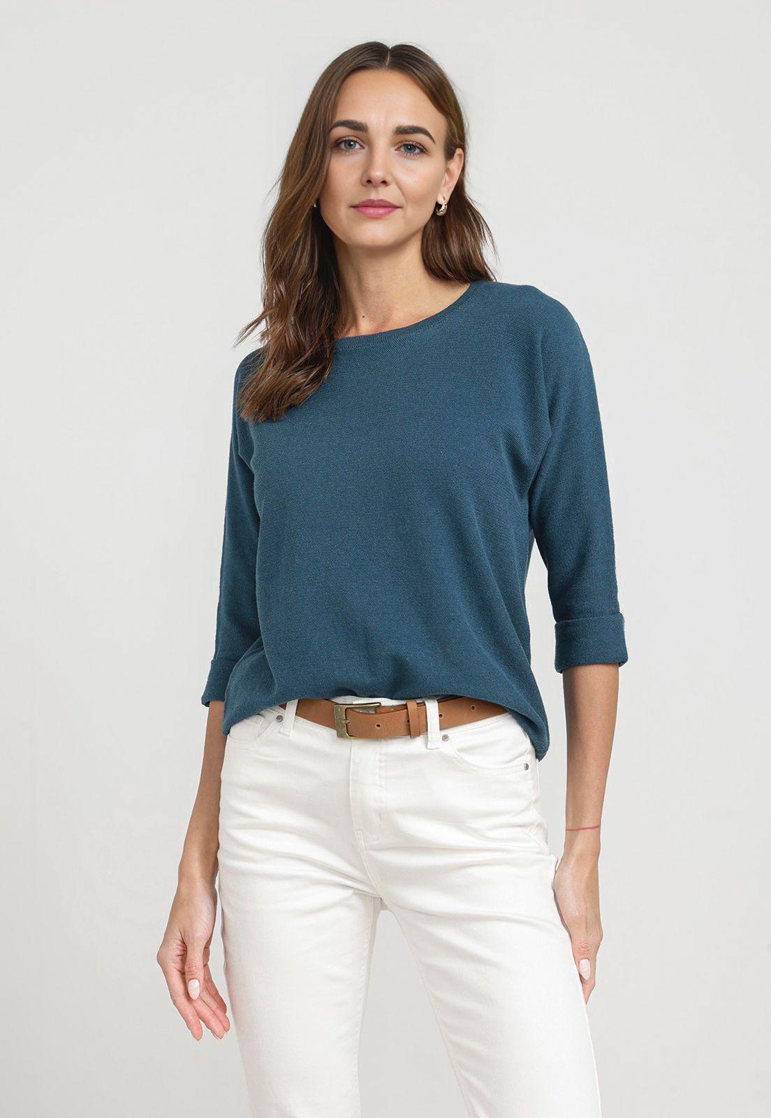Sweater Mujer Dover Algodón Petróleo-0