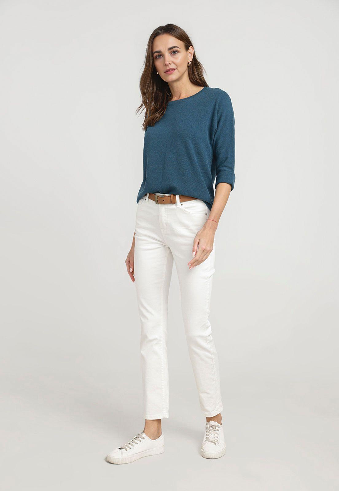 Sweater Mujer Dover Algodón Petróleo-3