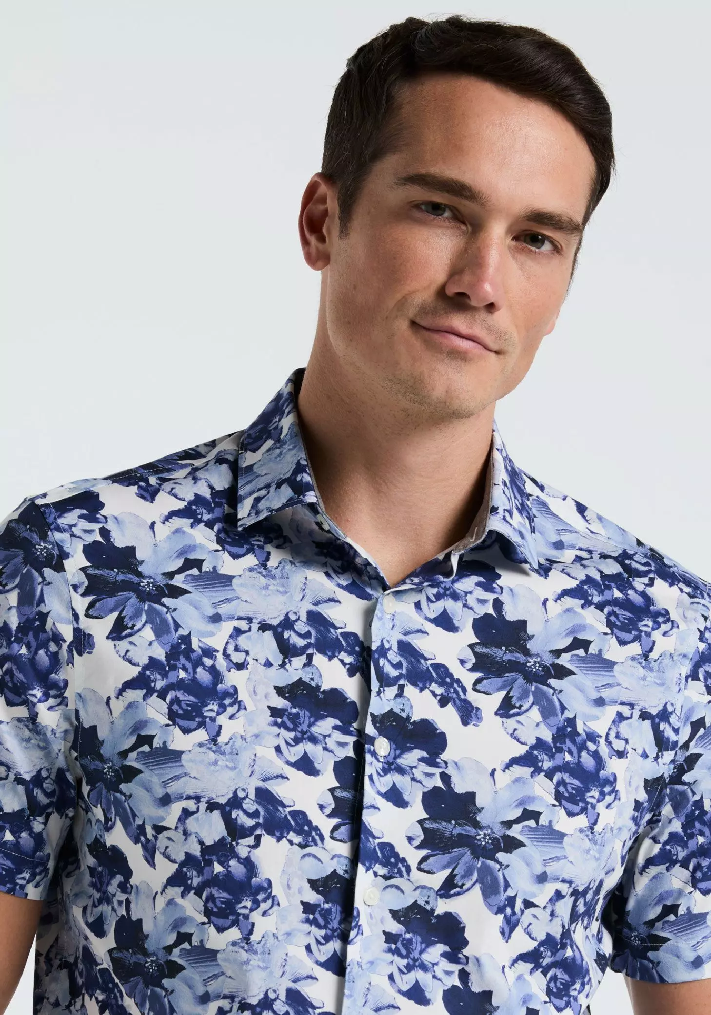Camisa Hombre Manga Corta Estampada Azul-2