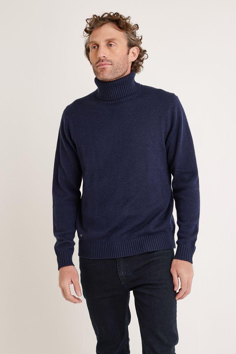 Sweater hombre cuello alto azul marino-0