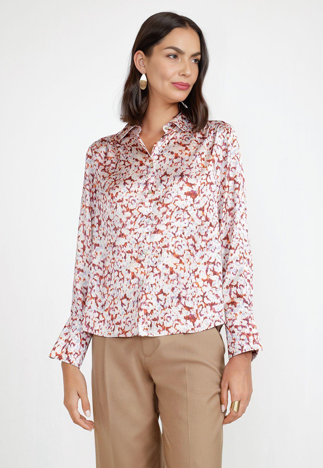 Blusa Mujer Estampada Naranjo-0