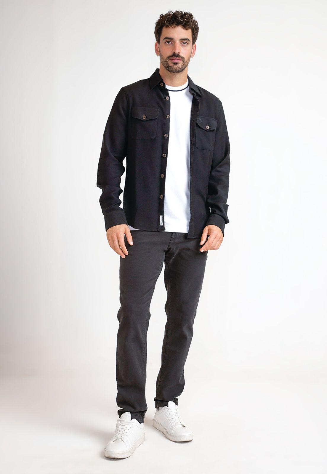 Sobrecamisa Hombre Stretch Negro-3