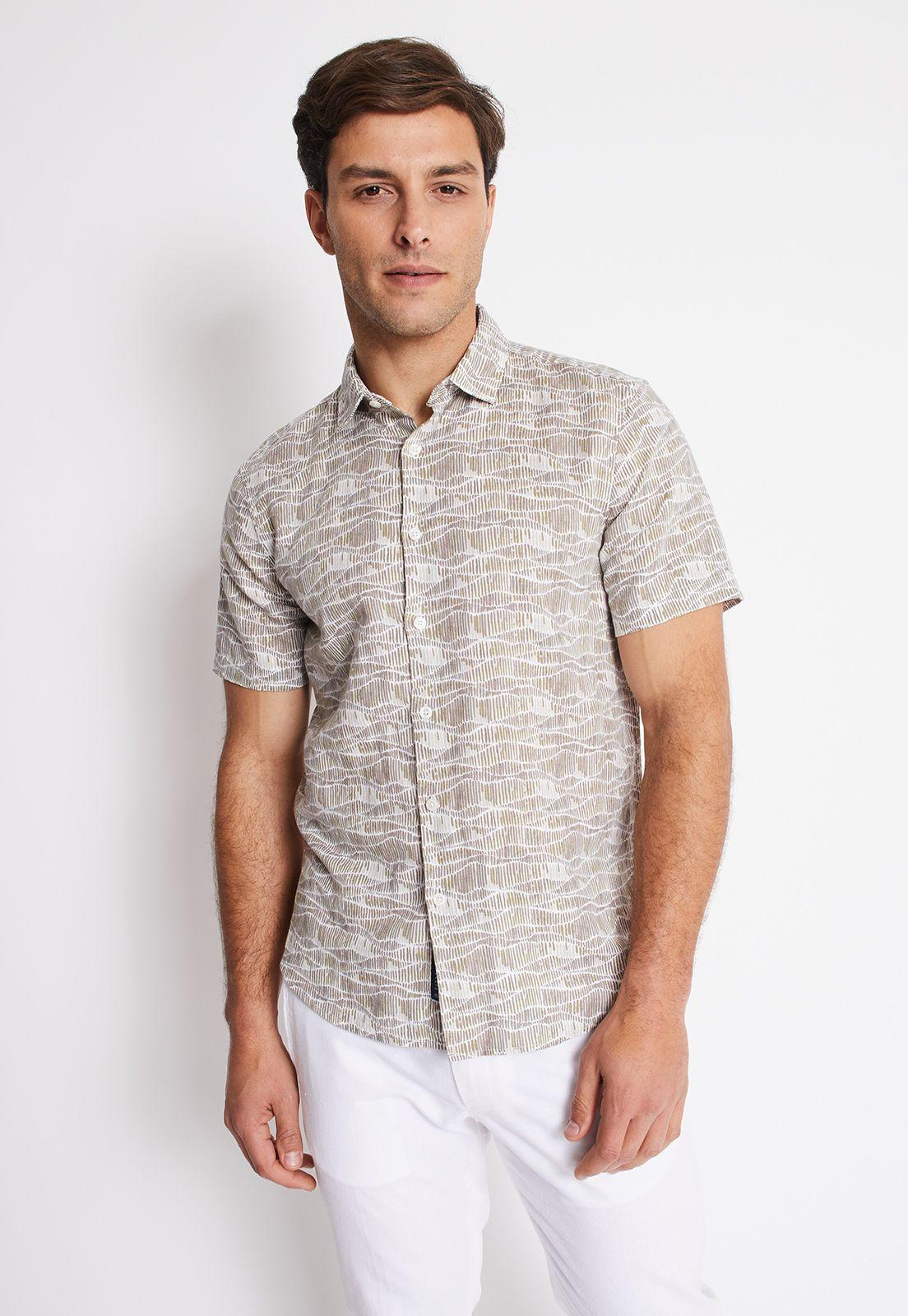 Camisa Hombre Manga Corta Estampada-0