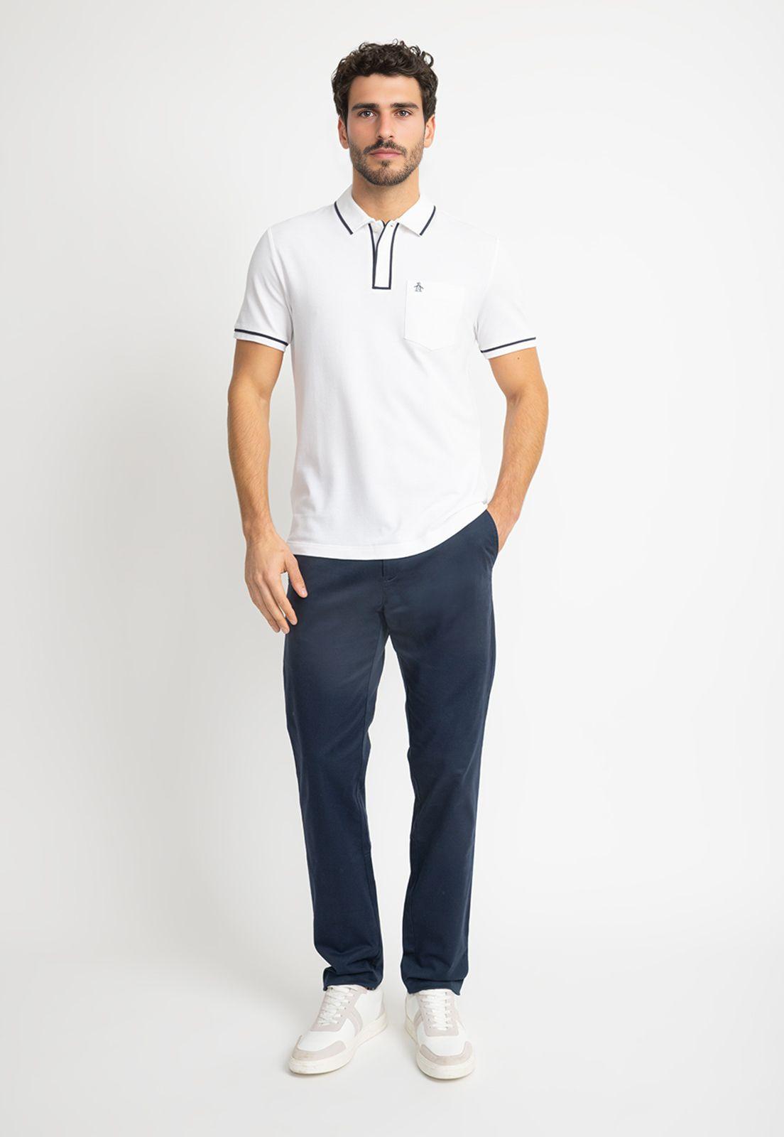 Polera Hombre Polo Manga Corta Blanca OPKB0690-3