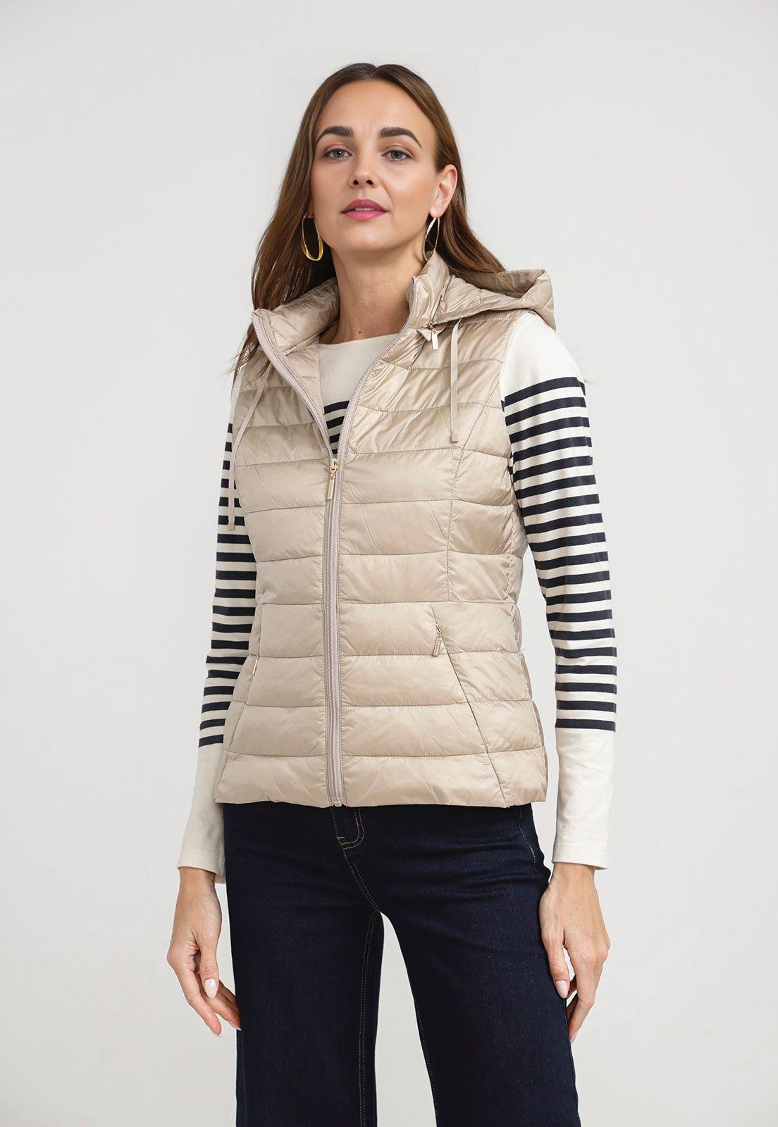 Parka Sin Mangas Mujer Serena Taupe-0