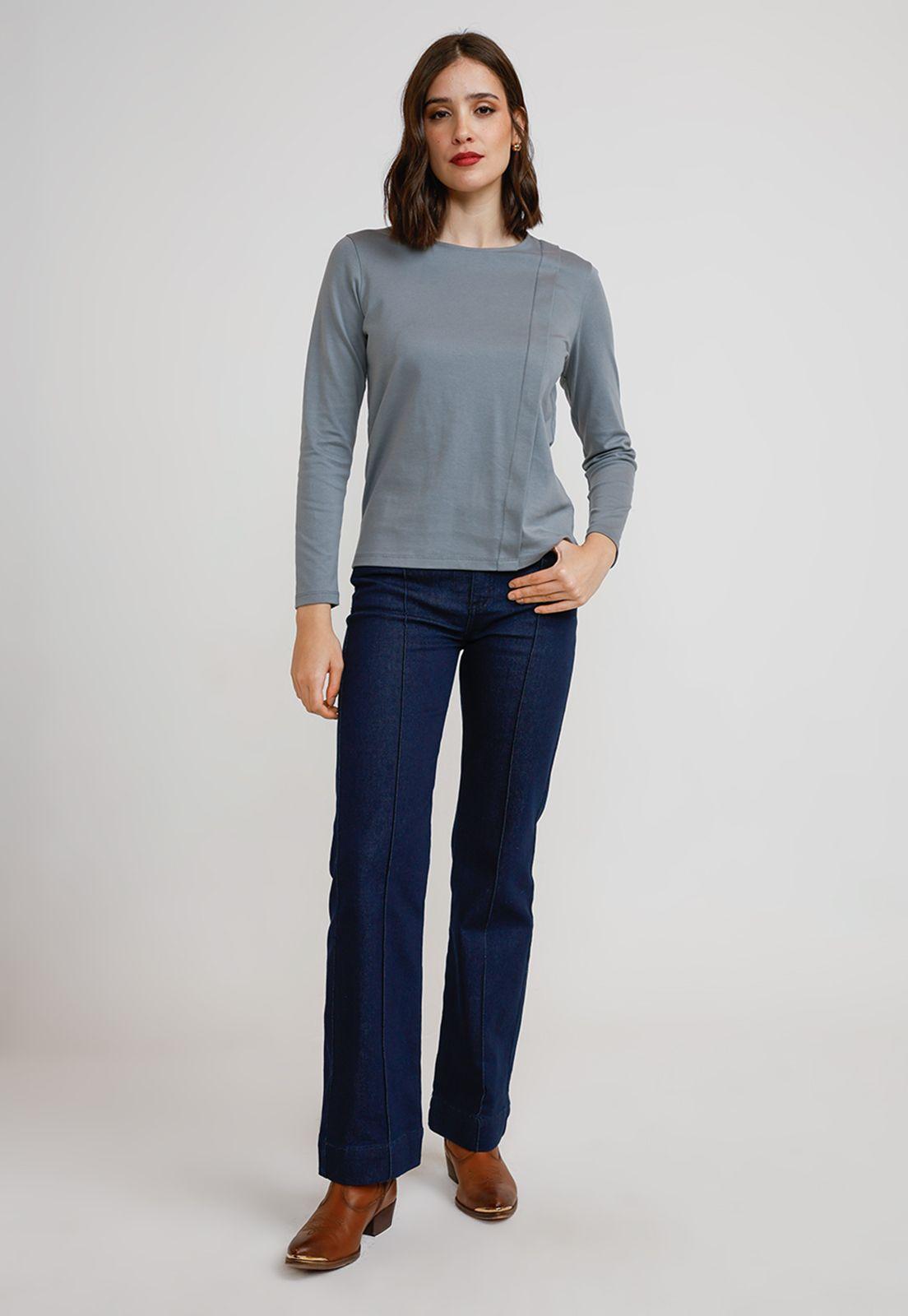 Polera Manga Larga Mujer Algodón Peruano Dusty Blue-3