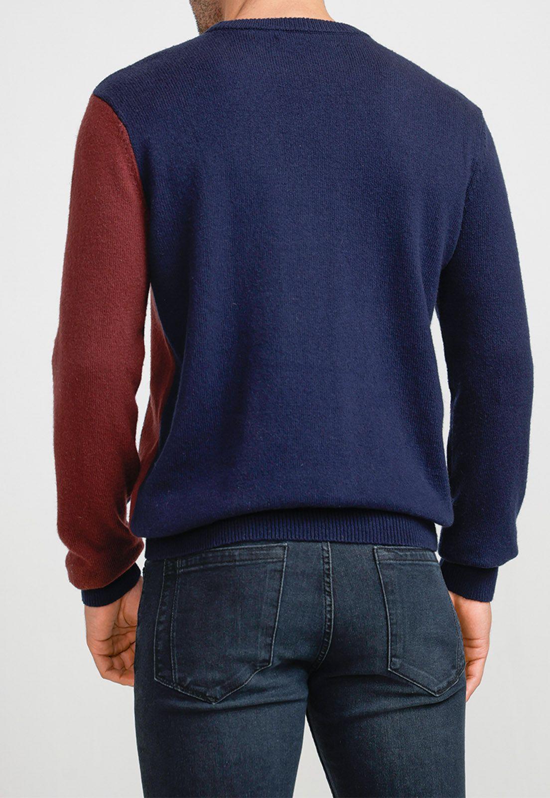 Sweater Hombre Cuello Redondo Navy Geométrico-1
