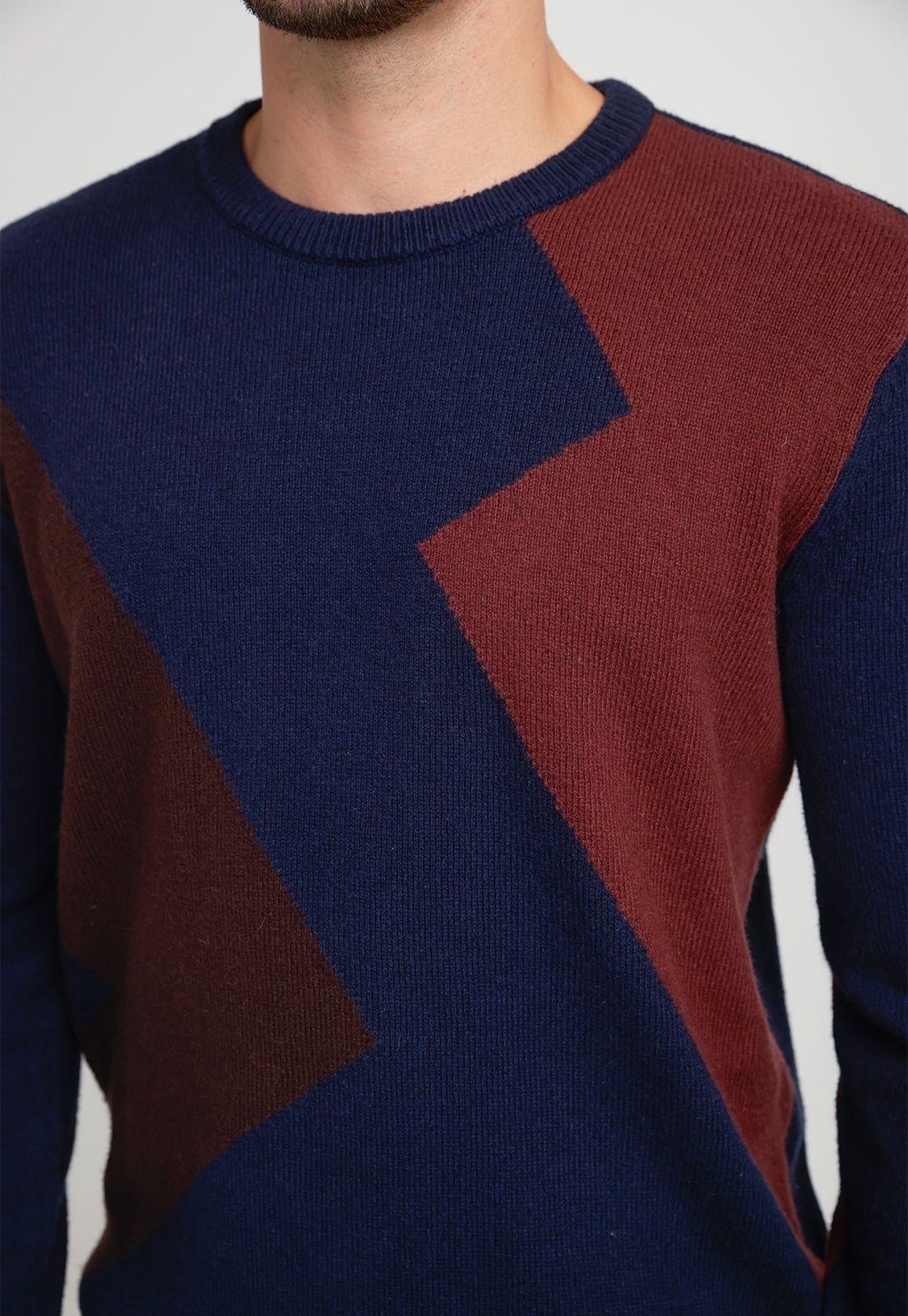 Sweater Hombre Cuello Redondo Navy Geométrico-2