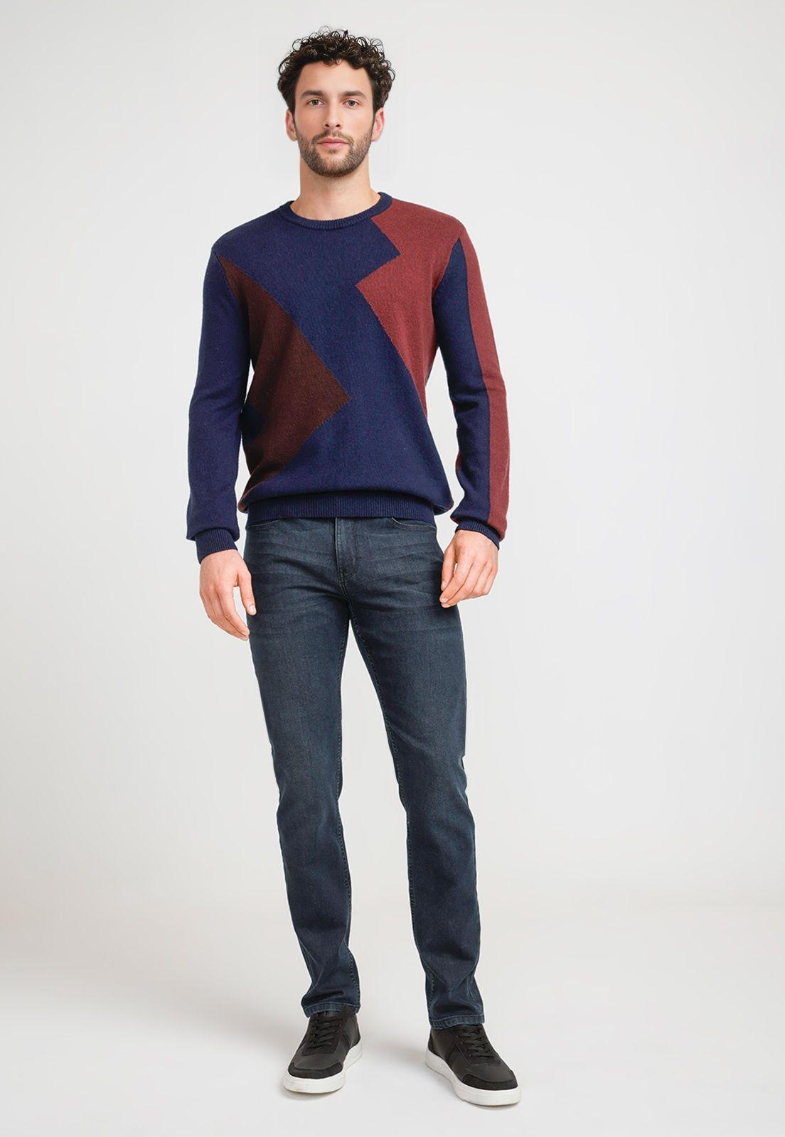 Sweater Hombre Cuello Redondo Navy Geométrico-3