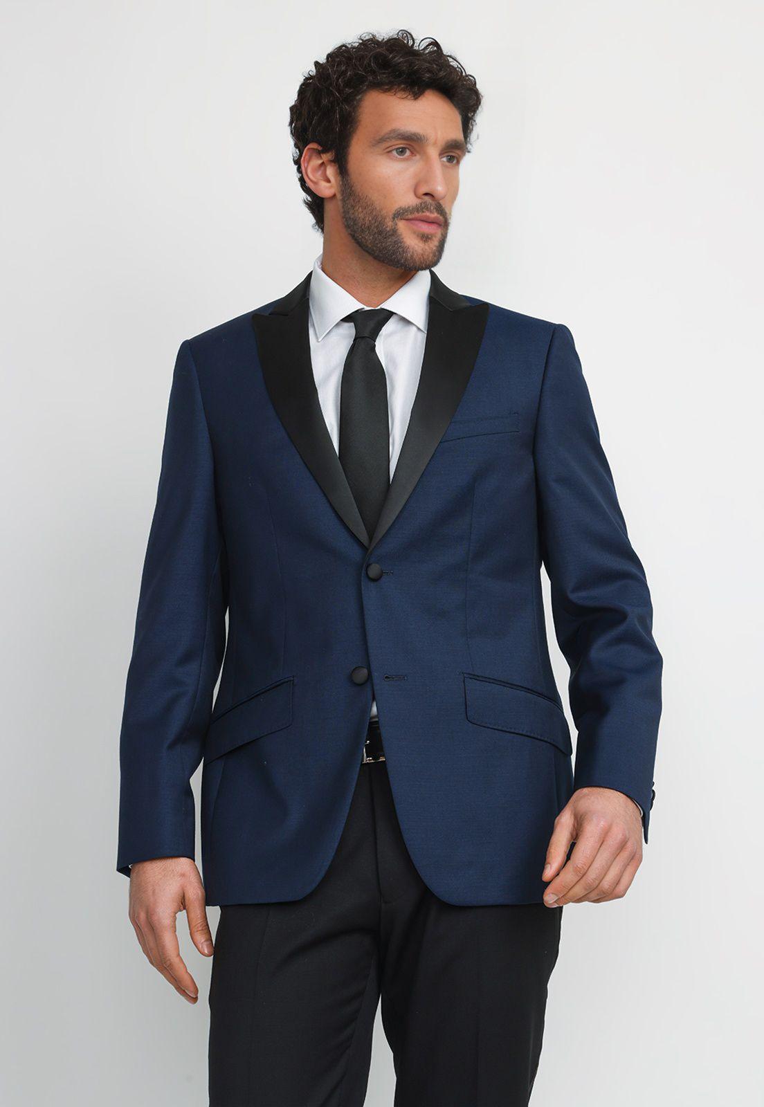 Chaqueta Hombre Formal Lana S100'S Smoking Azulino-0