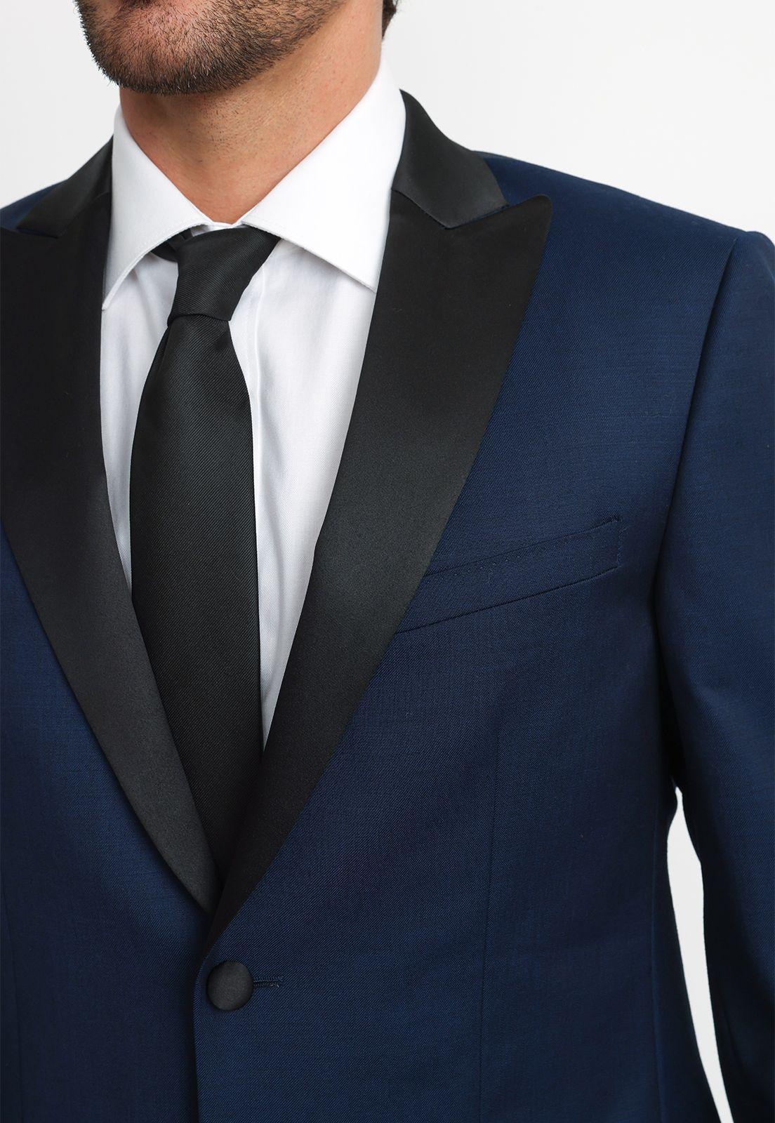 Chaqueta Hombre Formal Lana S100'S Smoking Azulino-2