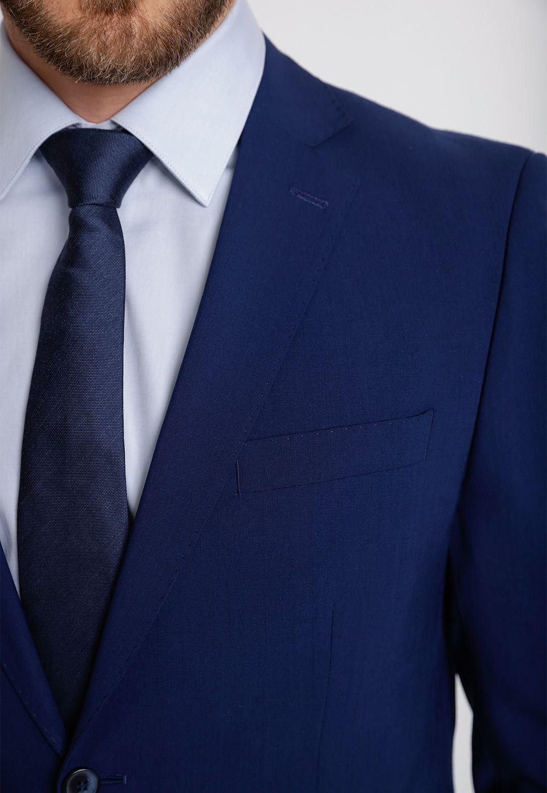 Traje Formal Hombre Lana Virgen Fantasía Slim Vercelli Azulino-2