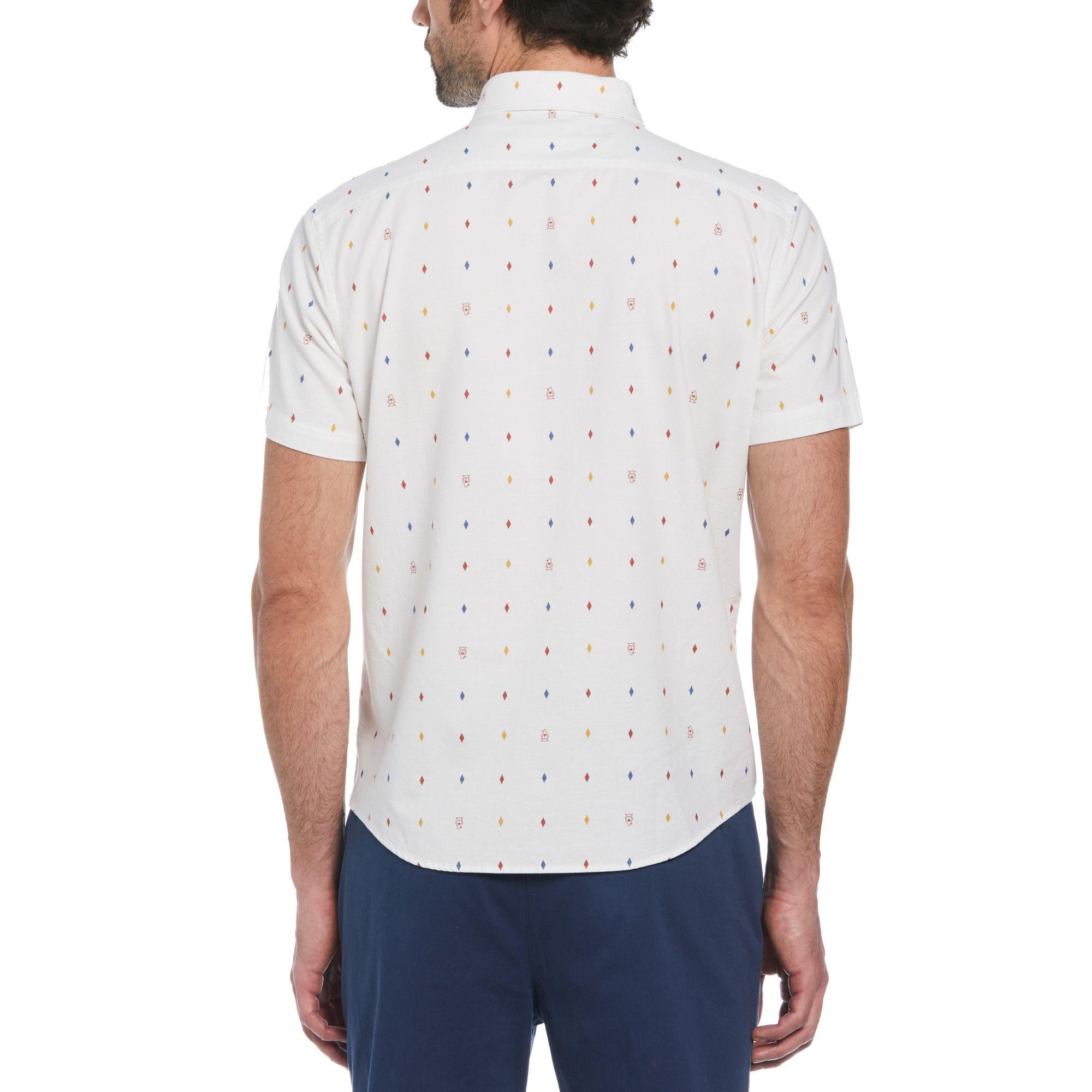 Camisa De Hombre Algodón Estampado Blanco-1